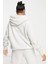 Sportswear Plush Hoodie Sweatshirt Stone Oversize Kadın Geniş Kalıp Peluş Kapüşonlu Sweatshirt Taş 2