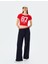 Baskılı Kısa Kollu Bisiklet Yaka Slim Fit Crop Kaşkorse Tişört 2