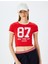 Baskılı Kısa Kollu Bisiklet Yaka Slim Fit Crop Kaşkorse Tişört 3