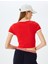 Baskılı Kısa Kollu Bisiklet Yaka Slim Fit Crop Kaşkorse Tişört 4