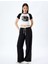 Baskılı Kısa Kollu Bisiklet Yaka Slim Fit Crop Tişört 2