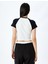 Baskılı Kısa Kollu Bisiklet Yaka Slim Fit Crop Tişört 4