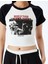 Baskılı Kısa Kollu Bisiklet Yaka Slim Fit Crop Tişört 5