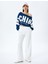 Slogan Baskılı Kayık Yaka Uzun Kollu Crop Sweatshirt 2