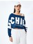 Slogan Baskılı Kayık Yaka Uzun Kollu Crop Sweatshirt 3