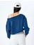 Slogan Baskılı Kayık Yaka Uzun Kollu Crop Sweatshirt 4