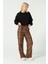 Leopar Desenli Beli Lastikli Pantolon 3