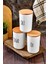 3'lü Ahşap Vakum Kapaklı Transfer Etiketli Tea/sugar/salt Akrilik Kavanoz 900ML 2