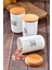 3'lü Ahşap Vakum Kapaklı Transfer Etiketli Tea/sugar/salt Akrilik Kavanoz 900ML 3