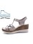 B251702 Hakiki Deri Cırtlı Konfor Dolgu Taban Kadın Açık Vizon Sandalet Ayakkabı 2