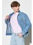 Trucker Regular Fit Normal Kesim %100 Pamuk Açık Mavi Jean Kot Ceket 2