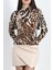 Dik Yaka Desenli Bluz Ekruleopar - 19466.1897. 3