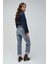 Yüksek Bel Düz Paça Standart Gri Kadın Denim Pantolon 21008610-FAITH Straight 3