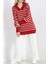 Fermuar Detaylı Çizgili Triko Bluz Kırmızılatte - 3061.1577. 5