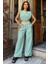 Kadın Crop Bluz Pantolon Ikili Takım 2