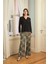 Kadın Çiçek Yaprak ve Etnik Desenli Uzun Kollu Pijama Takımı 24149 1