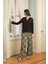 Kadın Çiçek Yaprak ve Etnik Desenli Uzun Kollu Pijama Takımı 24149 2