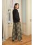Kadın Çiçek Yaprak ve Etnik Desenli Uzun Kollu Pijama Takımı 24149 5