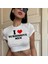 I Love Submisseve Baskılı Beyaz Crop 1