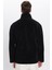 Unisex Relax Fit Rahat Kesim Yarım Fermuarlı Kanguru Cepli Siyah Dik Yaka Peluş Sweatshirt 5