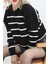 Çizgili Crop Triko Siyahlatte - 3100.1577. 1