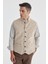 Bej Hakim Yaka Çift Taraflı Slim Fit Yelek 2