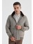Kahve Comfort Fit Kürklü Yaka Yünlü Mont 1