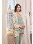 Kadın Çiçek ve Yaprak Desenli Dantelli Hamile Lohusa 3'lü Pijama Takımı 24164 1