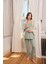 Kadın Çiçek ve Yaprak Desenli Dantelli Hamile Lohusa 3'lü Pijama Takımı 24164 2