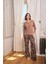 Kadın Yaprak Desenli Dantelli V Yaka Büyük Beden Pijama Takımı 24166BAT 1