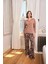 Kadın Yaprak Desenli Dantelli V Yaka Büyük Beden Pijama Takımı 24166BAT 5