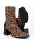 Kadın Lexi Leopar Kumaş Streç Fermuarlı Topuklu Bot 4