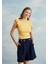 Kadın Kolları Fırfırlı Sarı Sıfır Kol Crop T-Shirt 1