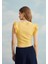 Kadın Kolları Fırfırlı Sarı Sıfır Kol Crop T-Shirt 5