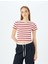 Basic Çizgili Bisiklet Yaka Kısa Kollu Kaşkorse Slim Fit Tişört 3