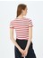Basic Çizgili Bisiklet Yaka Kısa Kollu Kaşkorse Slim Fit Tişört 4