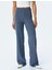 Slim Fit Dokulu Yüksek Bel Bol Paça Pantolon 3