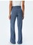 Slim Fit Dokulu Yüksek Bel Bol Paça Pantolon 4