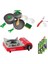 Tekli Mini Portatif Ocak Kırmızı+3 Parça Tencere Seti+Çatal Kaşık Bıçak Kırmızı+3 Adet Kartuş ORC-013-F1 1