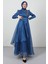 Taşlı Organze Abiye Indigo 2