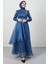 Taşlı Organze Abiye Indigo 3