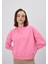 Kadın V Detaylı Efektli Pembe Kısa Sweatshirt 5