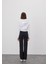 Kadın Beyaz Kapüşonlu Şardonlu Crop Sweatshirt 2