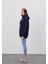 Kadın Oversize Navy Kapüşonlu Sweatshirt 1