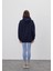 Kadın Oversize Navy Kapüşonlu Sweatshirt 2