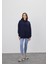 Kadın Oversize Navy Kapüşonlu Sweatshirt 3