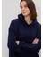 Kadın Oversize Navy Kapüşonlu Sweatshirt 5