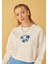 Kadın Önü Lacivert Nakışlı 3 Iplik Şardonlu Sweatshirt 3