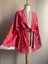 Tokalı Kuşaklı Kadın Kimono Set, Krinkıl Kumaş - Pembe Çiçekli 1