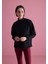 Kadın Siyah Renk Yıkamalı Cepli Yarım Boğazlı Sweatshirt 1